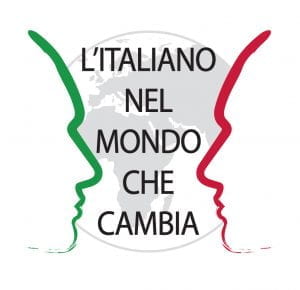 Schizzo di due volti di profilo, il mondo e i colori italiani.