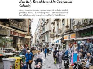 Foto di una strada italiana ripresa dalla pagine del New York Times.